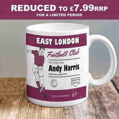 Personalised Vintage Football Claret Supporter's Mug