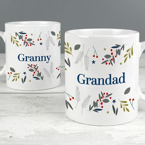 Personalised Festive Christmas Mug Set