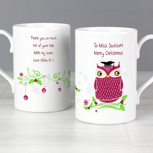 Personalised Christmas Owl Slim Mug