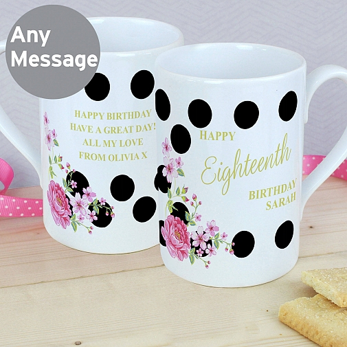 Personalised Floral Dot Slim Mug