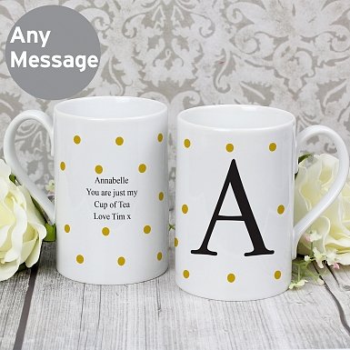 Personalised Monogram Gold Spot Slim Mug