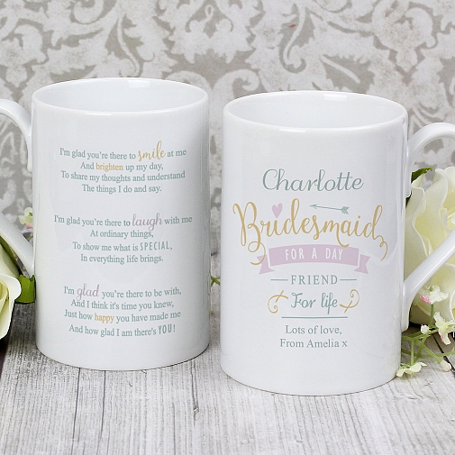 Personalised I Am Glad... Bridesmaid Slim Mug