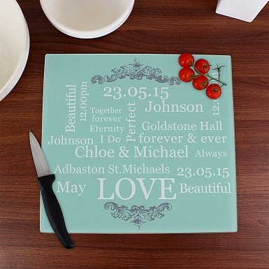 Personalised Typography Glass Chopping Board