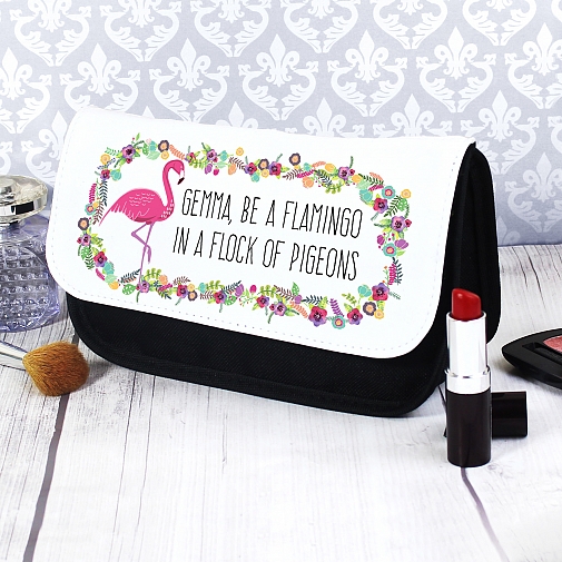 Personalised Flamingo Make Up Bag