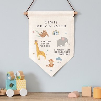 Personalised Safari Animals Animal Hanging Banner