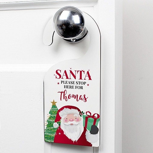 Personalised Santa Stop Here Door Hanger