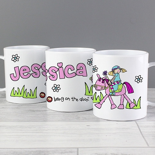 Personalised Bang on the Door Pony Girl Plastic Cup