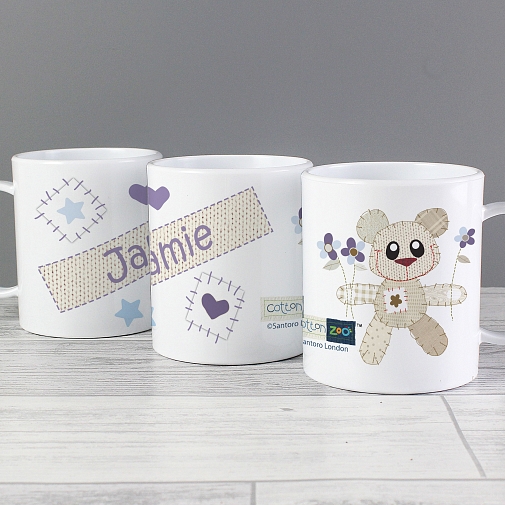Personalised Cotton Zoo Tweed the Bear Boys Plastic Cup