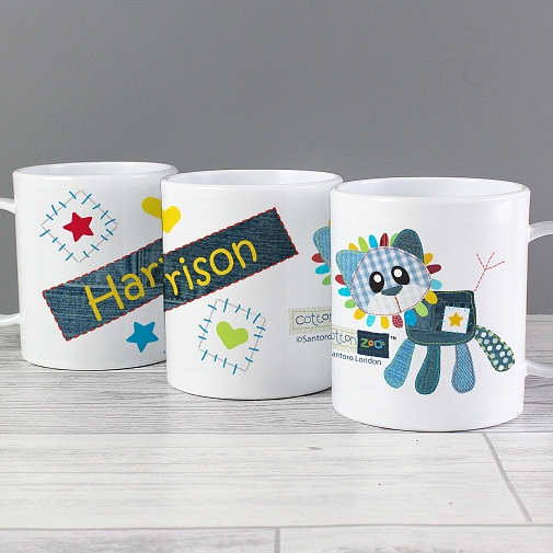 Personalised Cotton Zoo Denim the Lion Plastic Cup