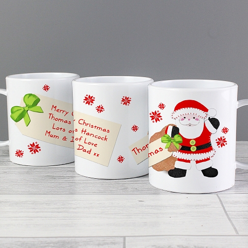 Personalised Felt Stitch Santa Plastic Mug