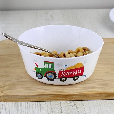 Personalised Tractor Plastic Bowl