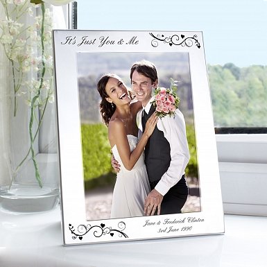 Personalised Silver 5x7 Black Swirl Photo Frame