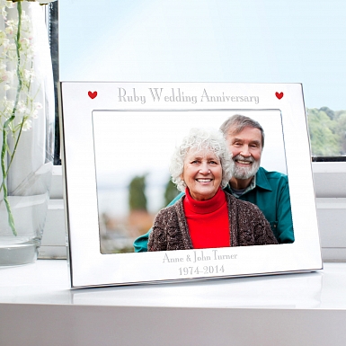 Personalised Silver 5x7 Ruby Anniversary Landscape Photo Frame