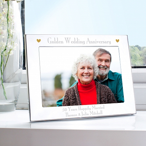 Personalised Silver 5x7 Golden Anniversary Landscape Photo Frame
