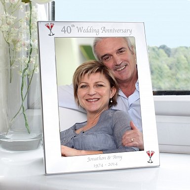 Personalised Silver 5x7 40th Wedding Anniversary Photo Frame