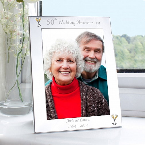 Personalised Silver 5x7 50th Wedding Anniversary Photo Frame