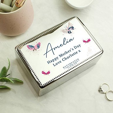 Personalised Butterfly Rectangular Jewellery Box