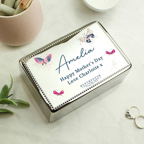 Personalised Butterfly Rectangular Jewellery Box