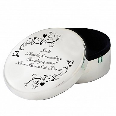 Personalised Black Swirl Round Trinket Box