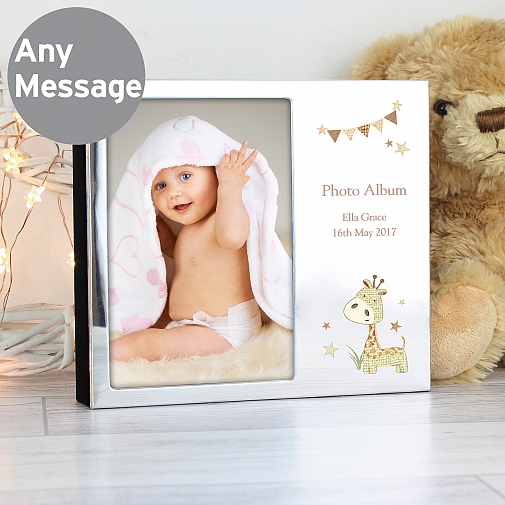 Personalised Hessian Giraffe Photo Frame Album 6x4