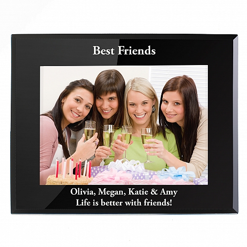 Personalised Landscape Black Glass Photo Frame 5x7