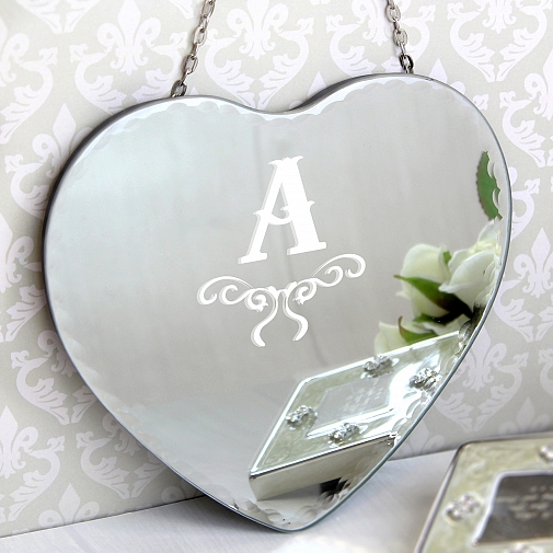 Personalised Initial Hanging Heart Mirror