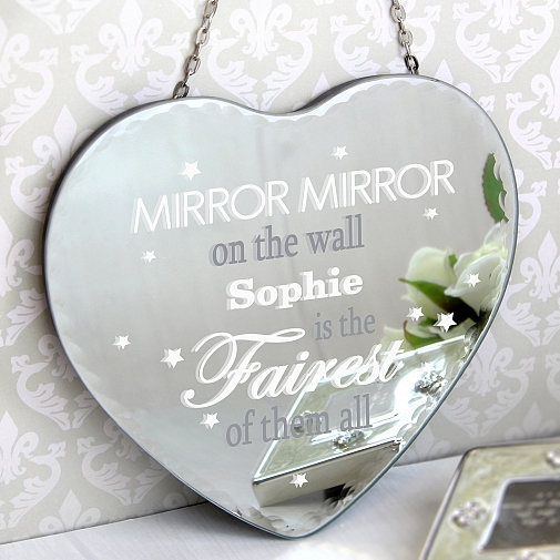 Personalised Mirror Mirror... Hanging Heart Mirror