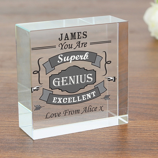 Personalised Vintage Typography Medium Crystal Token