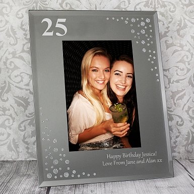 Personalised Big Age 6x4 Diamante Glass Photo Frame