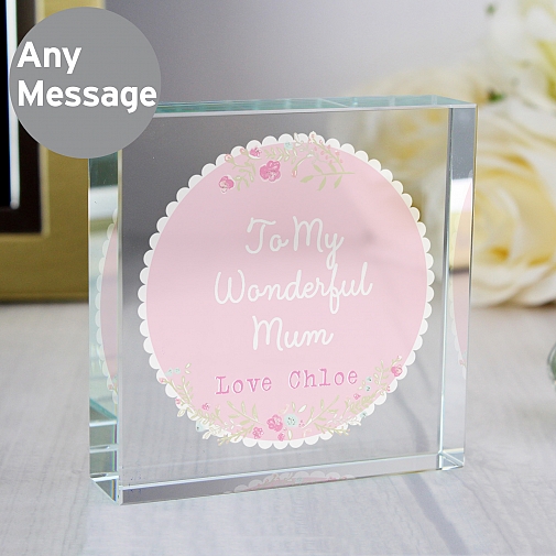 Personalised Scalloped Floral Large Crystal Token