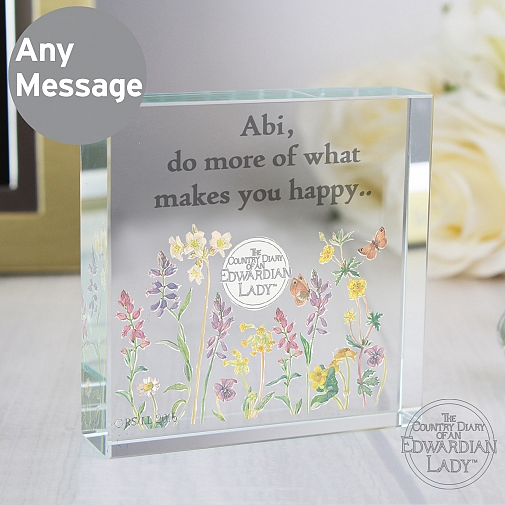 Personalised Country Diary Wild Flowers Large Crystal Token