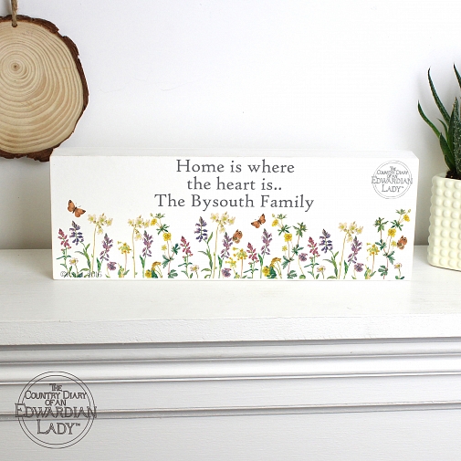 Personalised Country Diary Wild Flowers Mantel Block