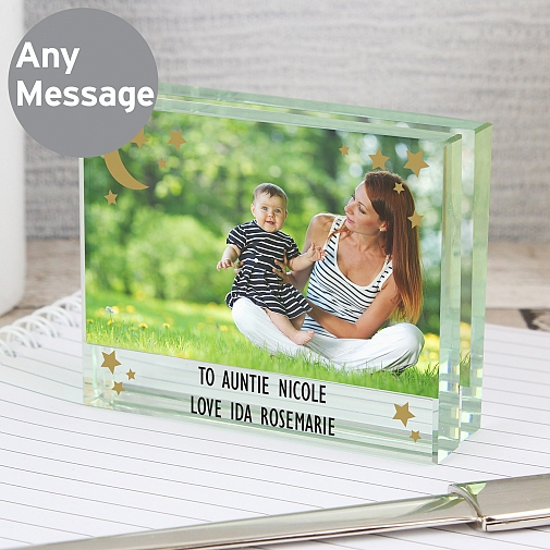 Personalised To the Moon and Back Crystal Photo Block Frame