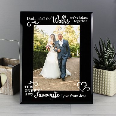 Personalised 'Of All the Walks...' Wedding 5x7 Black Glass Photo Frame