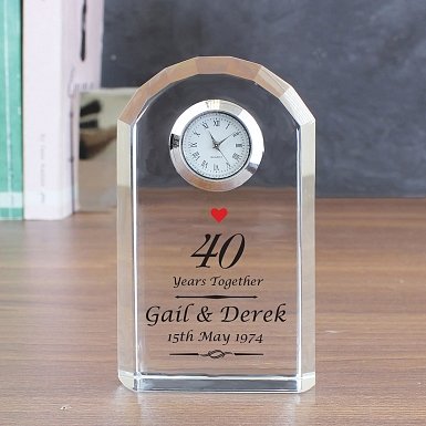 Personalised Ruby Anniversary Crystal Clock