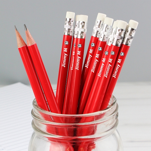 Personalised Football Motif Red Pencils