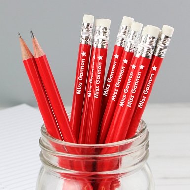 Personalised Star Motif Red Pencils