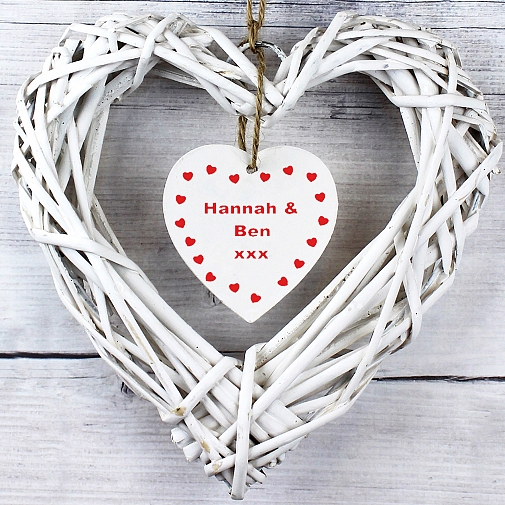Personalised Wooden Inner Hanging Heart Design delivery to UK [United Kingdom]