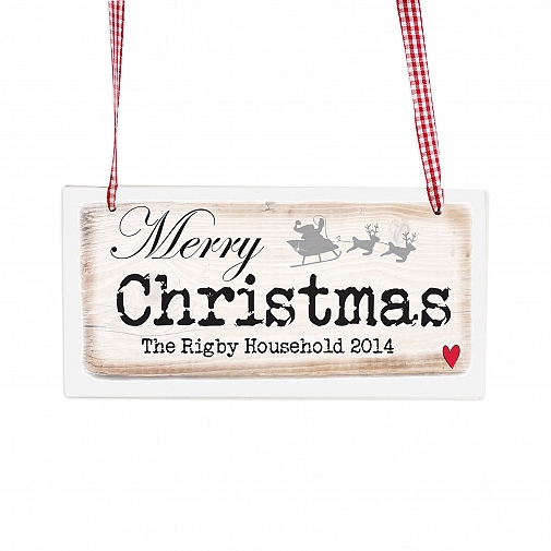 Personalised Merry Christmas Wooden Sign