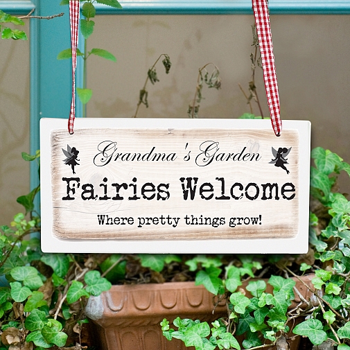 Personalised Fairies Welcome Wooden Sign