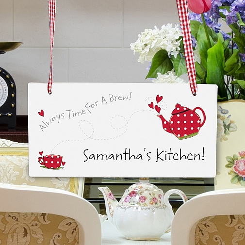 Personalised Teapot Wooden Sign