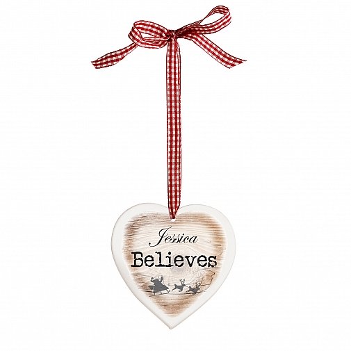 Personalised I Believe Wooden Heart Shaped Decoration