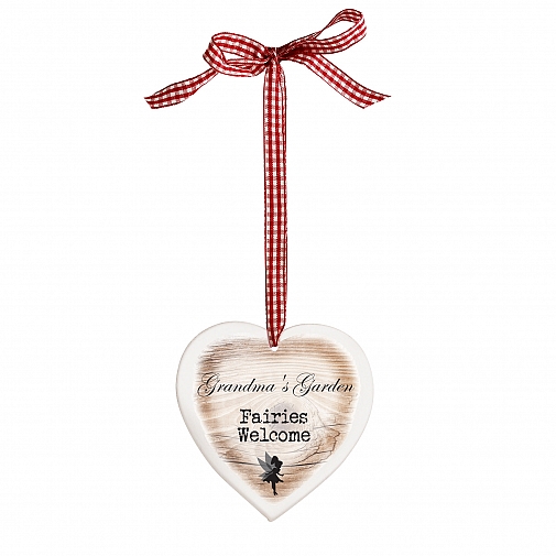 Personalised Fairies Welcome Wooden Heart Shaped Decoration