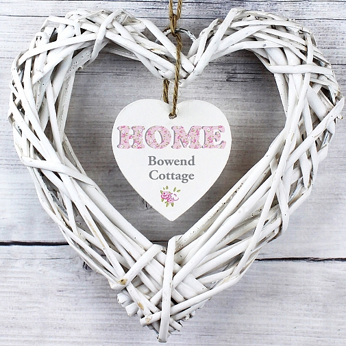 Personalised Floral Design Home Wicker Heart Decoration