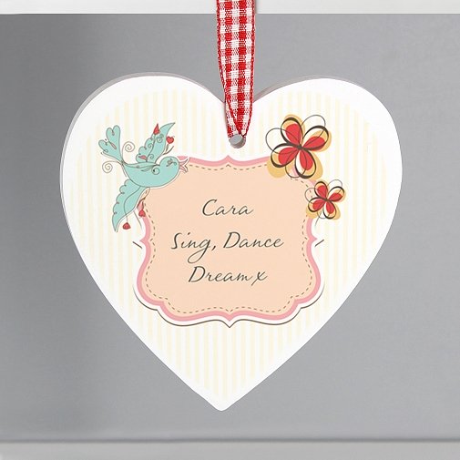 Personalised Songbird Wooden Heart Decoration