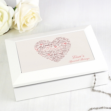 Personalised I Love You White Jewellery Box