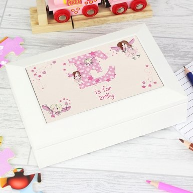 Personalised Fairy Letter White Jewellery Box