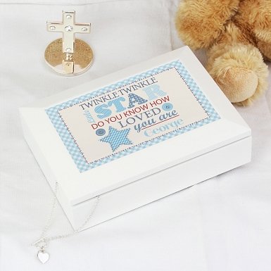 Personalised Twinkle Boys White Keepsake Box