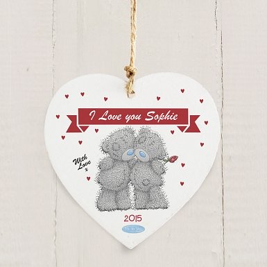 Personalised Me to You Couple Wooden Heart Decoration