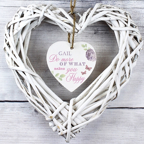Personalised Secret Garden Wicker Heart Decoration